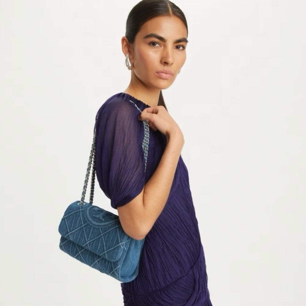 Tory Burch SMALL FLEMING SOFT DENIM CONVERTIBLE SHOULDER BAG - NWT